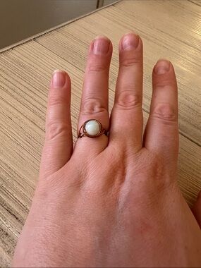 Handmade Copper Wire-Wrap Ring with Blue Agate | Size 8